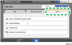 Illustration de l'écran du panneau de commande