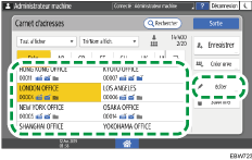 Illustration de l'écran du panneau de commande