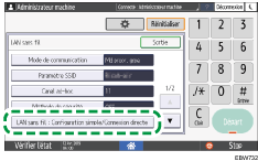 Illustration de l'écran du panneau de commande