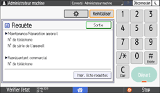 Illustration de l'écran du panneau de commande