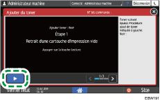Illustration de l'écran du panneau de commande