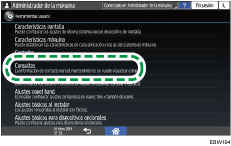Illustration de l'écran du panneau de commande