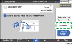 Illustration de l'écran du panneau de commande