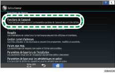 Illustration de l'écran du panneau de commande