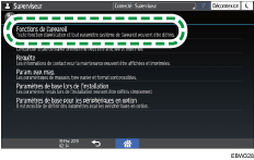 Illustration de l'écran du panneau de commande