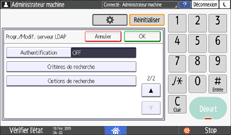Illustration de l'écran du panneau de commande