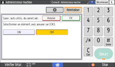 Illustration de l'écran du panneau de commande