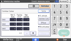 Illustration de l'écran du panneau de commande