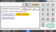 Illustration de l'écran du panneau de commande