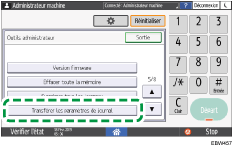 Illustration de l'écran du panneau de commande