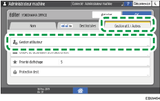Illustration de l'écran du panneau de commande