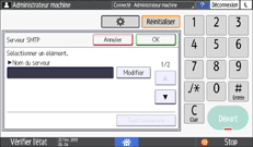 Illustration de l'écran du panneau de commande
