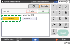 Illustration de l'écran du panneau de commande