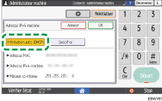 Illustration de l'écran du panneau de commande