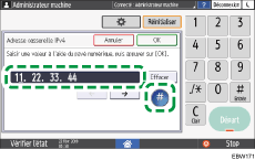 Illustration de l'écran du panneau de commande