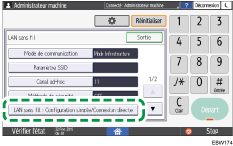 Illustration de l'écran du panneau de commande