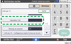 Illustration de l'écran du panneau de commande