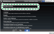 Illustration de l'écran du panneau de commande