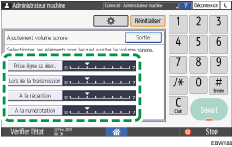 Illustration de l'écran du panneau de commande