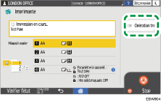 Illustration de l'écran du panneau de commande