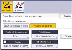 Illustration de l'écran du panneau de commande