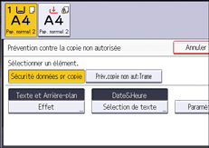Illustration de l'écran du panneau de commande
