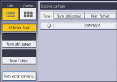 Illustration de l'écran du panneau de commande