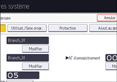 Illustration de l'écran du panneau de commande