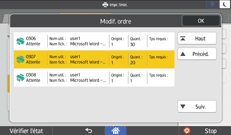 Illustration de l'écran du panneau de commande