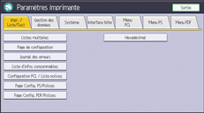 Illustration de l'écran du panneau de commande