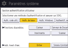 Illustration de l'écran du panneau de commande
