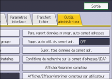 Illustration de l'écran du panneau de commande
