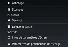 Illustration de l'écran du panneau de commande
