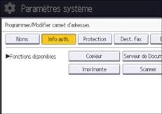 Illustration de l'écran du panneau de commande