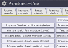 Illustration de l'écran du panneau de commande