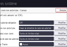 Illustration de l'écran du panneau de commande