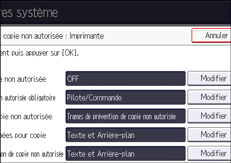 Illustration de l'écran du panneau de commande