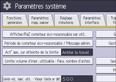 Illustration de l'écran du panneau de commande