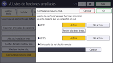 Illustration de l'écran du panneau de commande