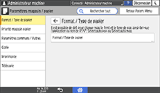 Illustration de l'écran du panneau de commande