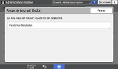 Illustration de l'écran du panneau de commande