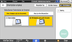 Illustration de l'écran du panneau de commande