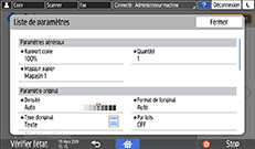 Illustration de l'écran du panneau de commande