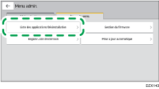 Illustration de l'écran du panneau de commande