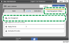 Illustration de l'écran du panneau de commande