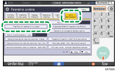 Illustration de l'écran du panneau de commande
