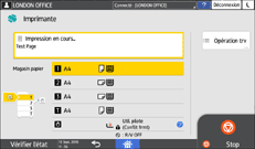Illustration de l'écran du panneau de commande