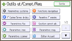 Illustration de l'écran du panneau de commande