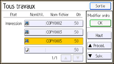 Illustration de l'écran du panneau de commande