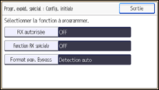 Illustration de l'écran du panneau de commande
